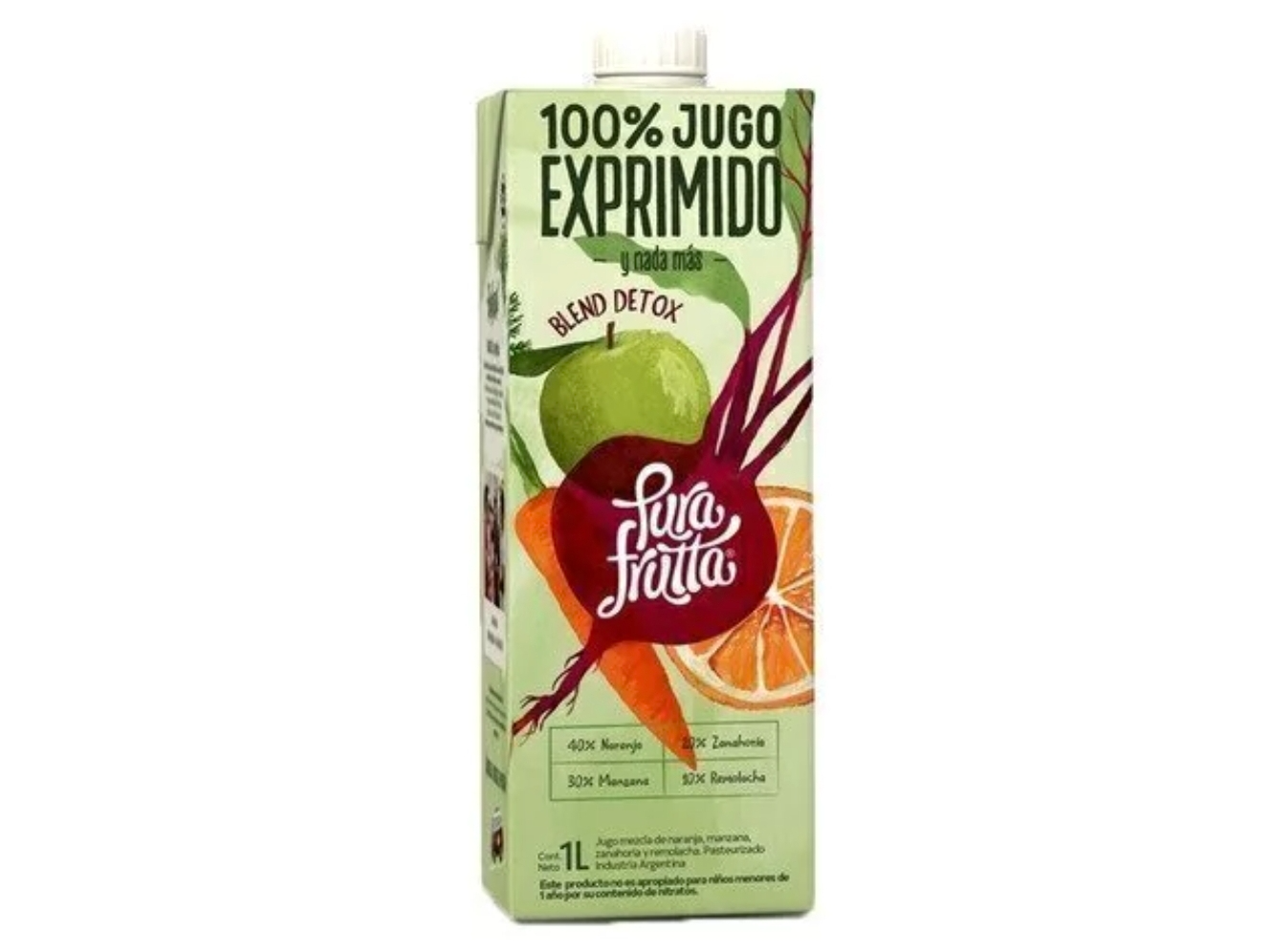 JUGO DETOX 100% NATURAL SIN TACC X 1L PURA FRUTTA