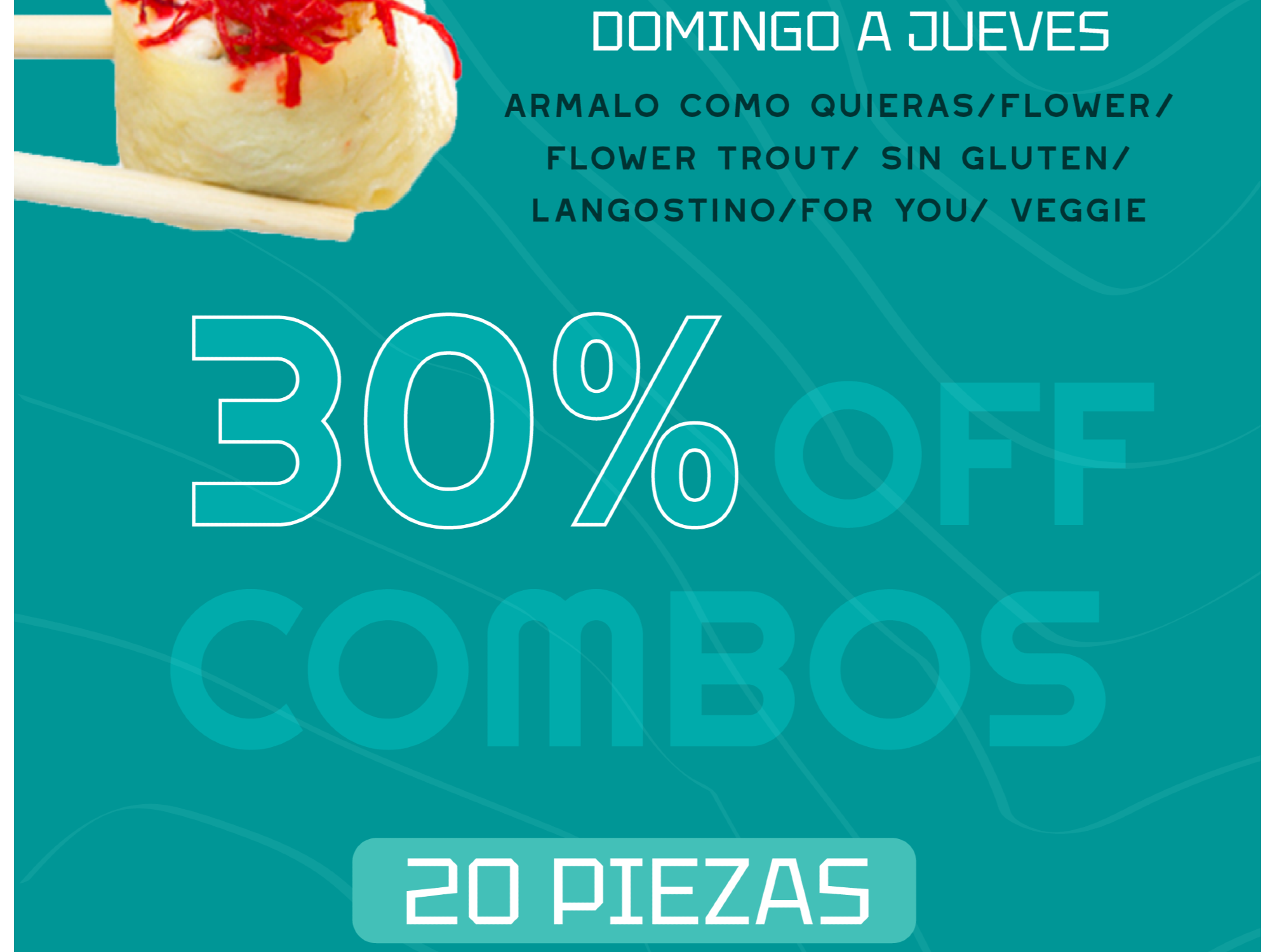 30% OFF EN COMBOS DE 20 PIEZAS
