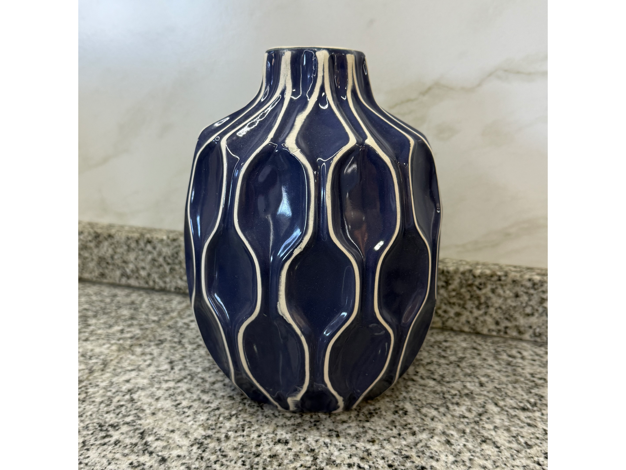 Jarrón florero azul mediano