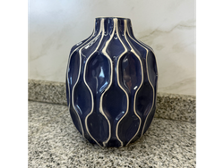 Jarrón florero azul mediano