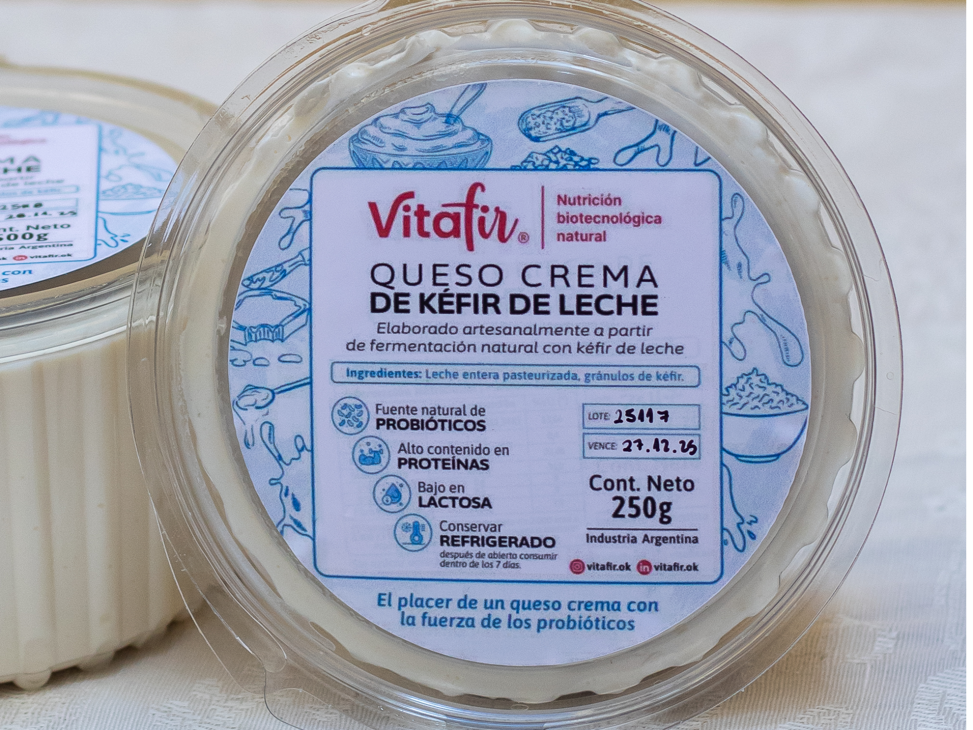 Queso crema de kéfir de leche x 250 g. Se elabora por pedido. Solicitar con anticipación.
