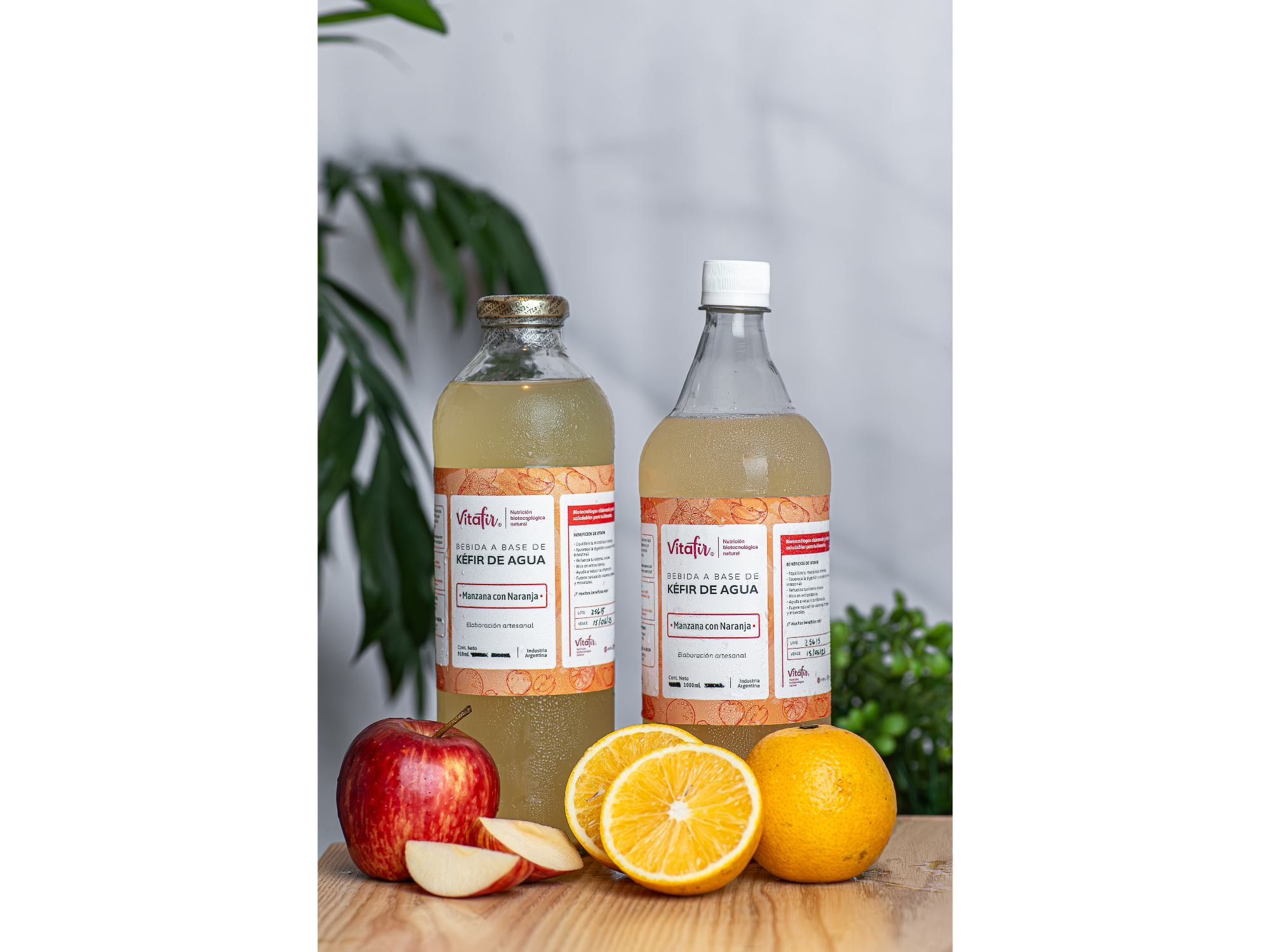 Kéfir de agua sabor manzana con naranja