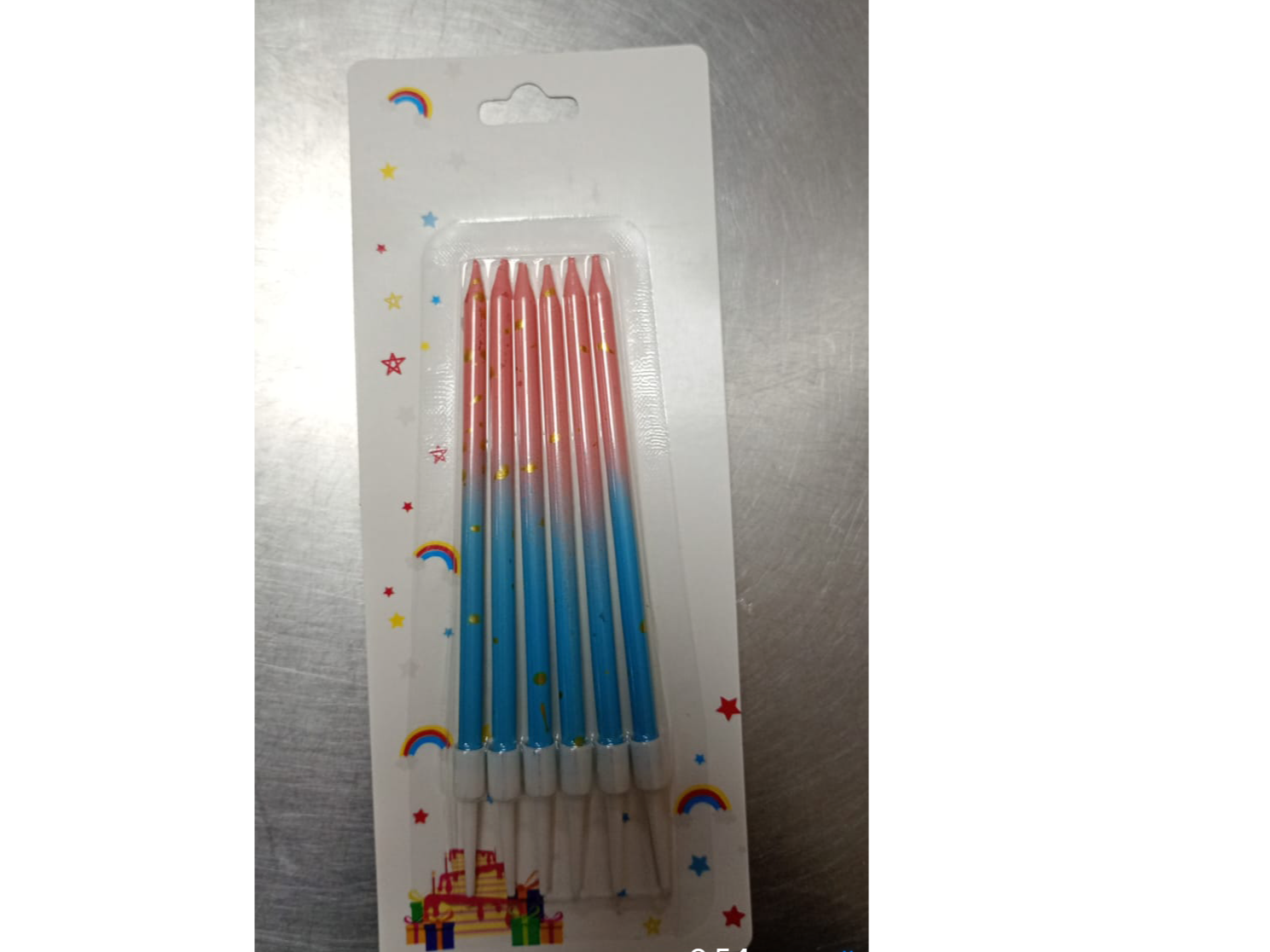 Velas finas x 6 uds celeste/rosa
