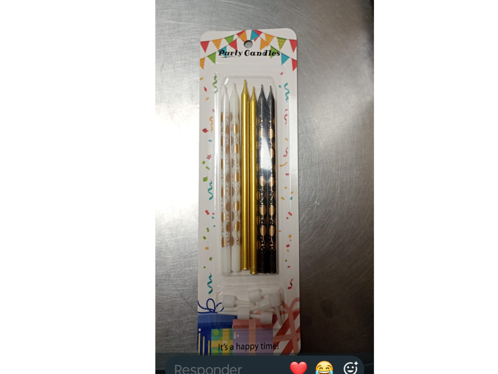 Velas x 6 uds blanco/dorado/negro