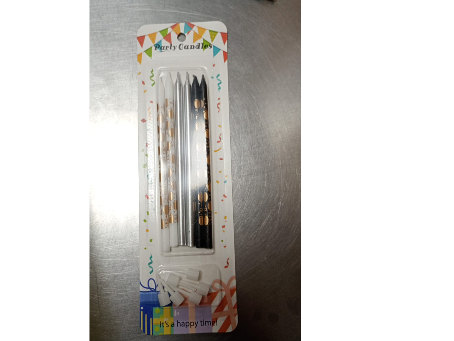 Velas finas x 6 uds negra/blanca/plateada