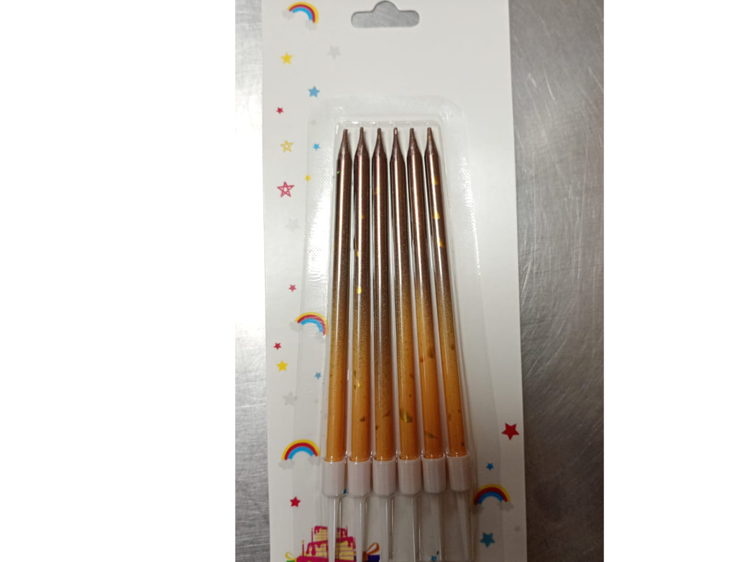 Velas finas x 6 uds amarillo/marrón