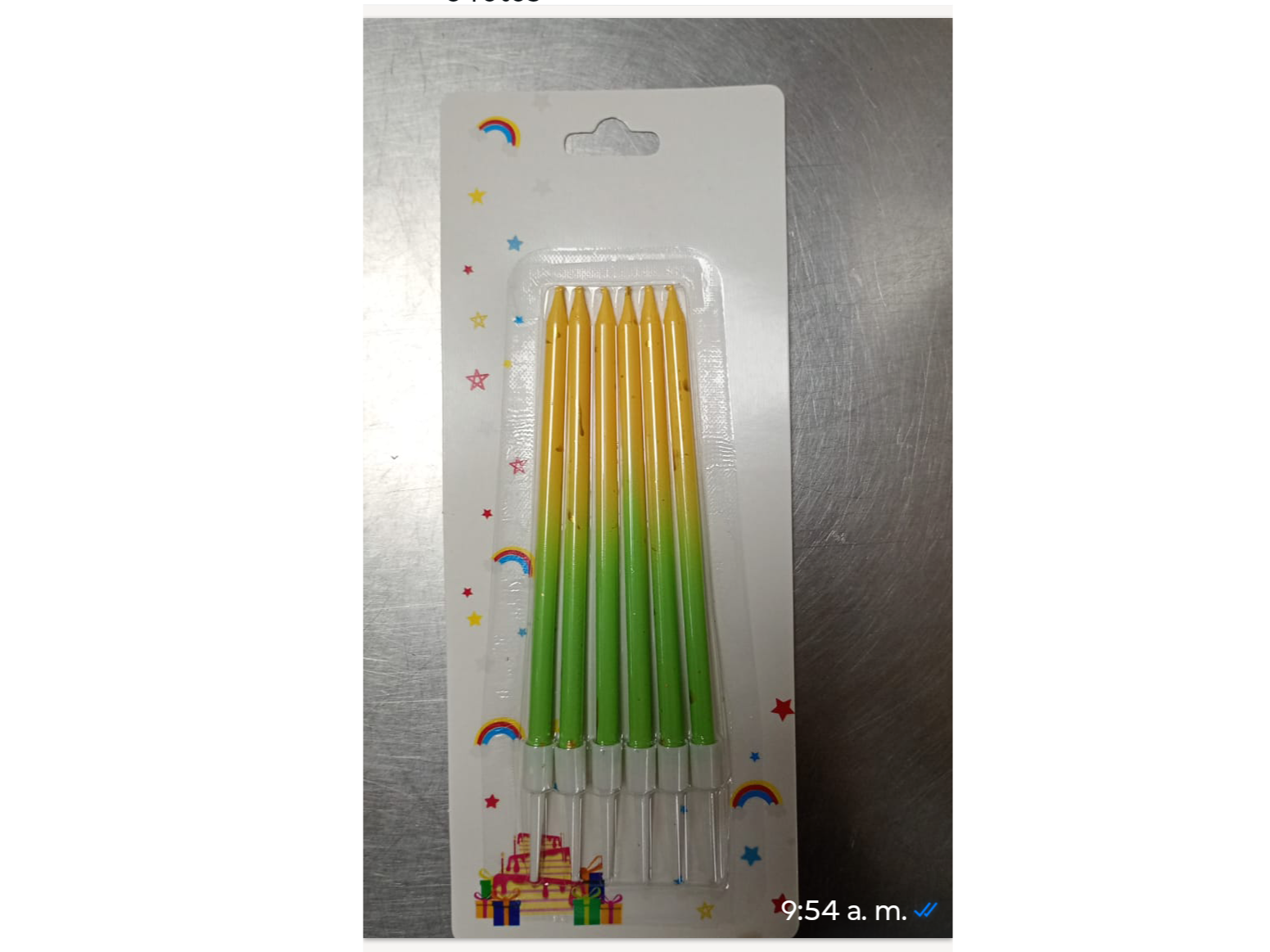 Velas finas x 6 uds verde/amarillo