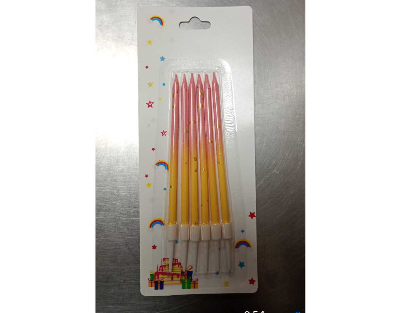 Velas finas x 6 uds amarillo/rosa