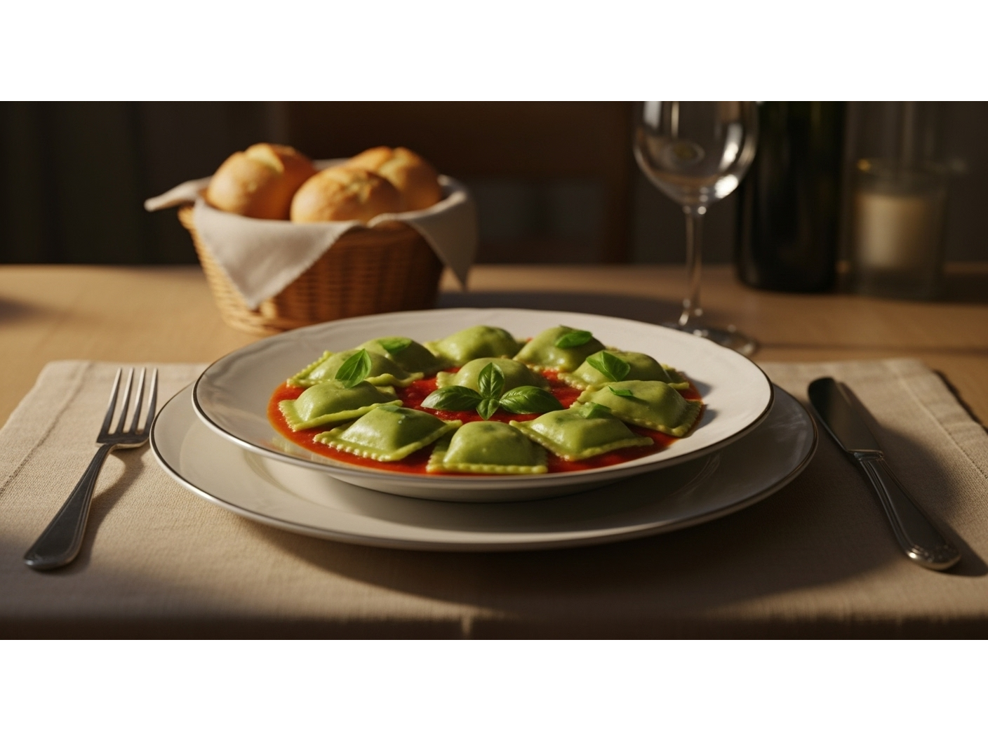 8 raviolones de verdura y queso + salsa pomodoro -todo sin tacc + pan ( vianda caliente )