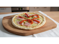 Pizza de mozza + jamon + morron asado chica - 4 porciones