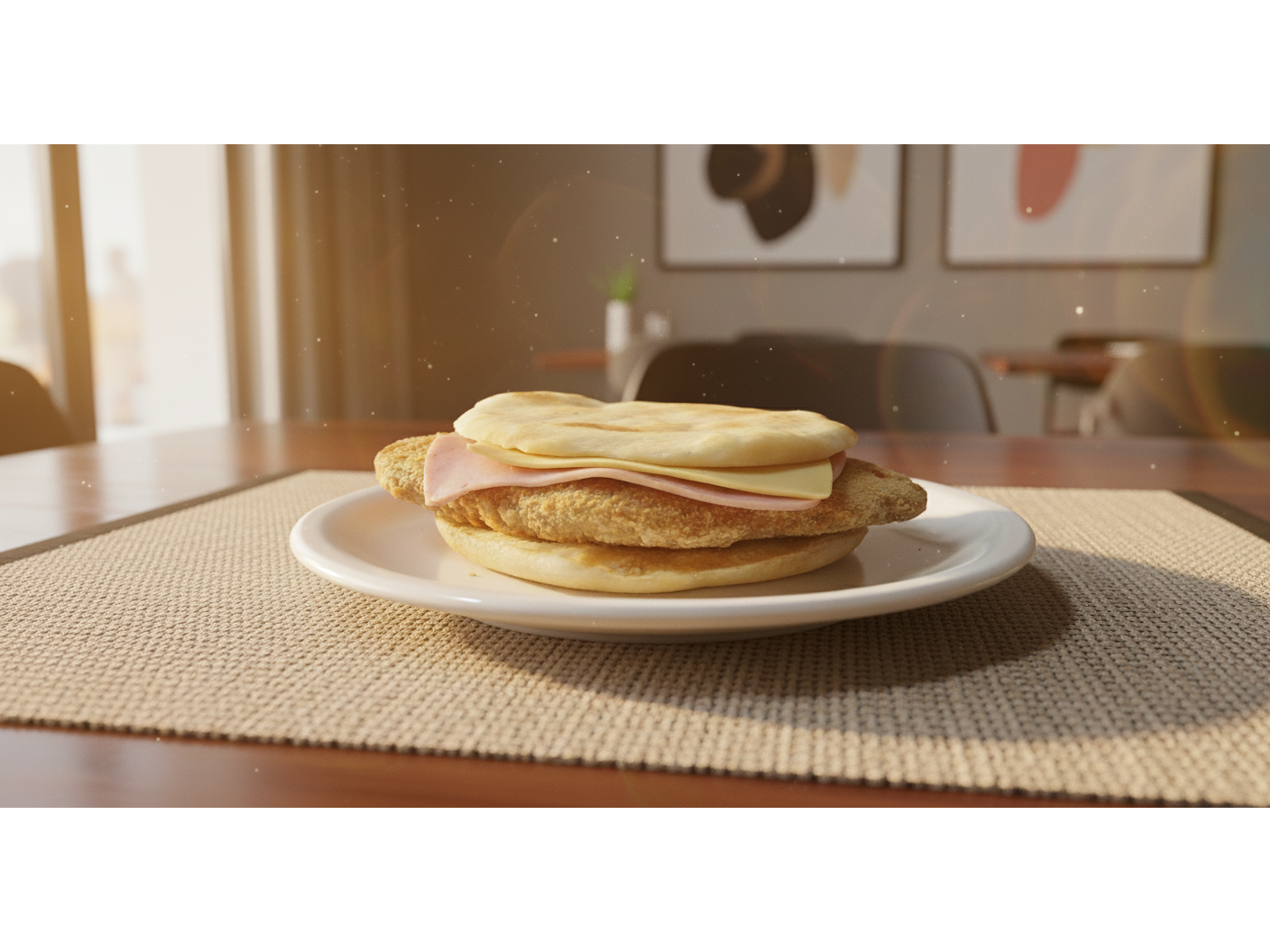 Sandwich de mila de pollo sin tacc +jamon + queso en pan pita + mayonesa