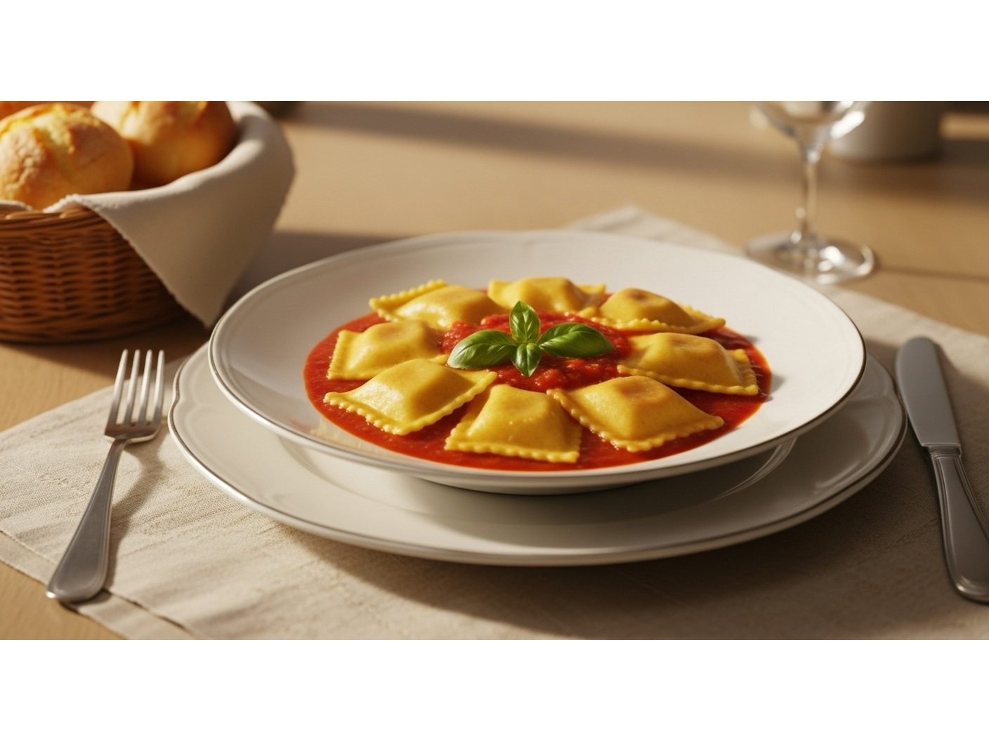 8 ravoplones de calabaza sin tacc + pan + salsa pomodoro ( vianda caliente )