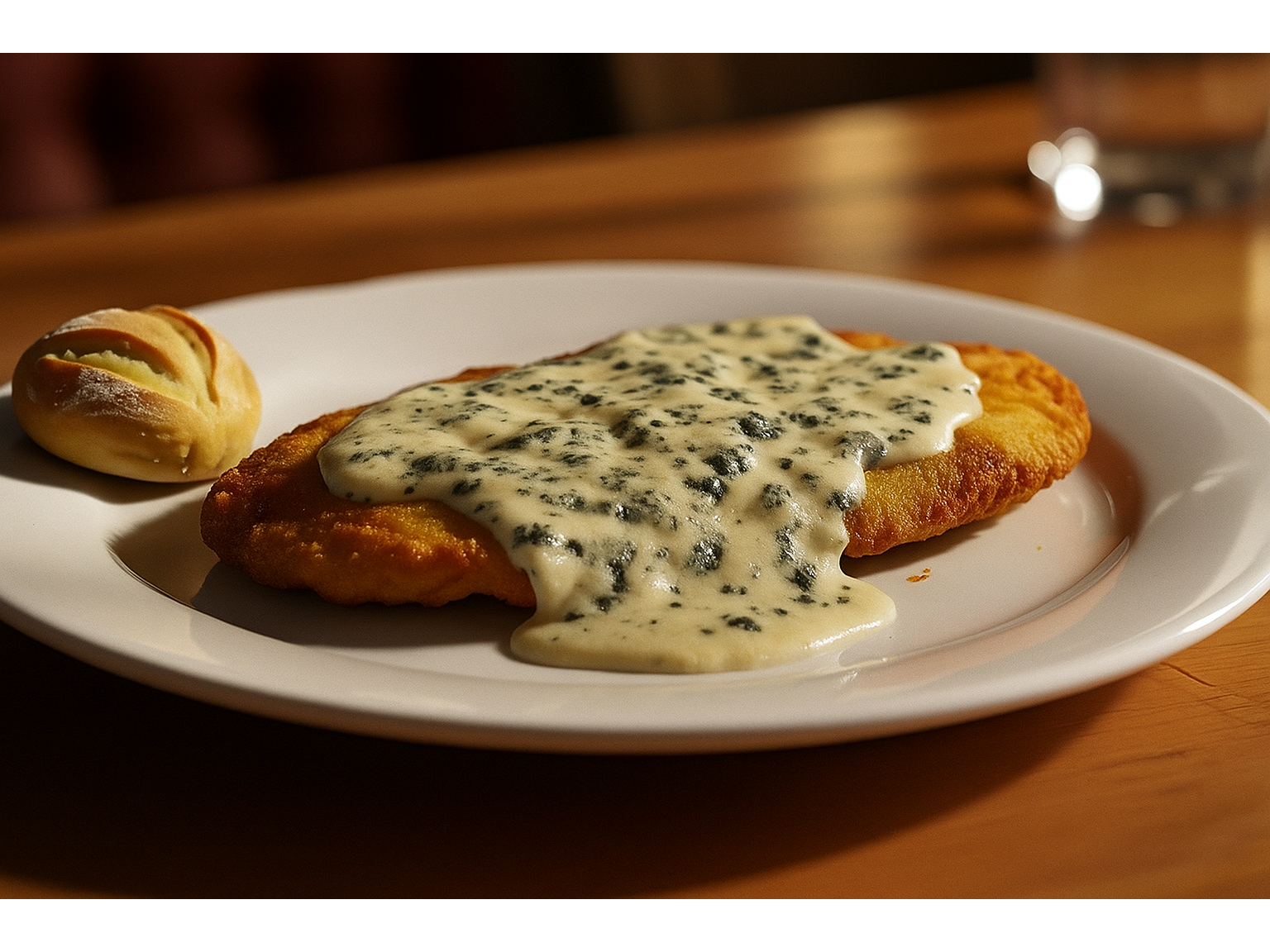 mila de pollo sin tacc roquefort + pan