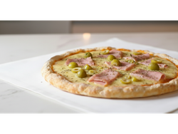 Pizza de mozza con jamon chica - 4 porciones