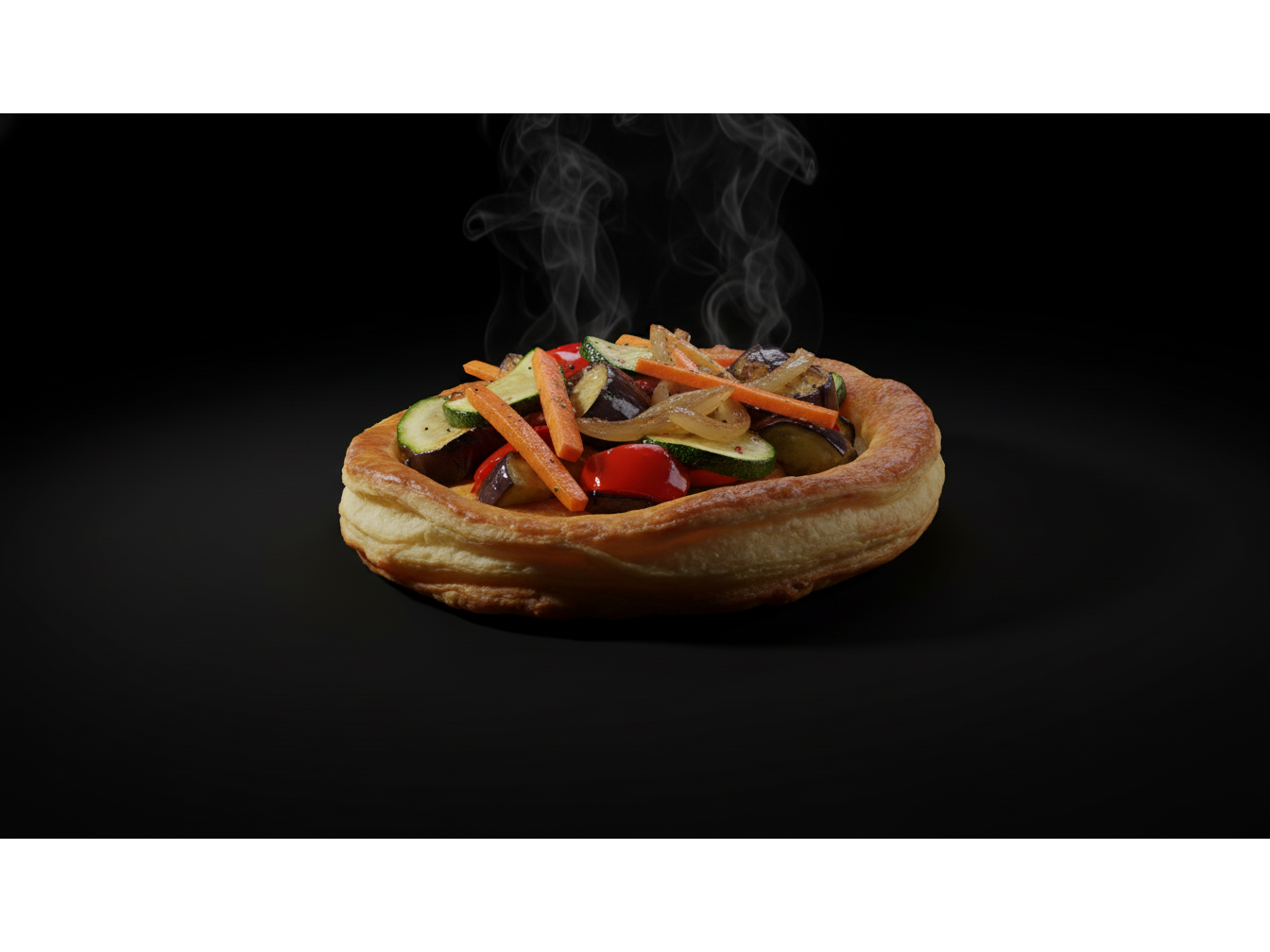 tarta de vegetales salteados sin tacc - masa de hojaldre