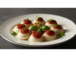 8 sorrentinos de jamon y queso sin tacc + pan + salsa pomodoro ( vianda caliente )