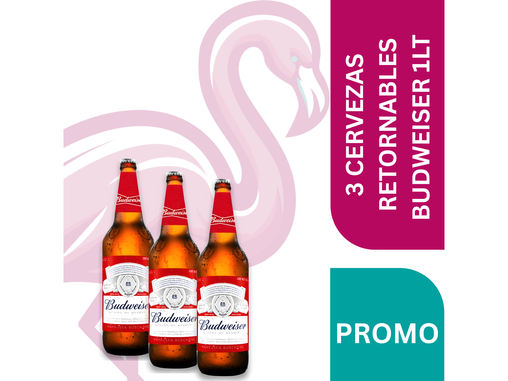 3 CERVEZAS RETORNABLES BUDWEISER 1LT