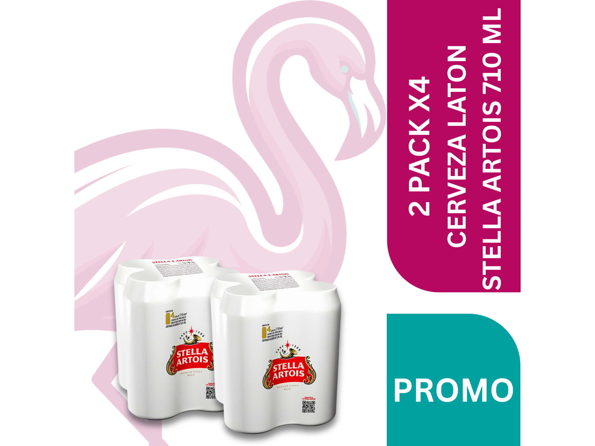 2  PACK X4 CERVEZAS LATAS STELLA ARTOIS  710 ML
