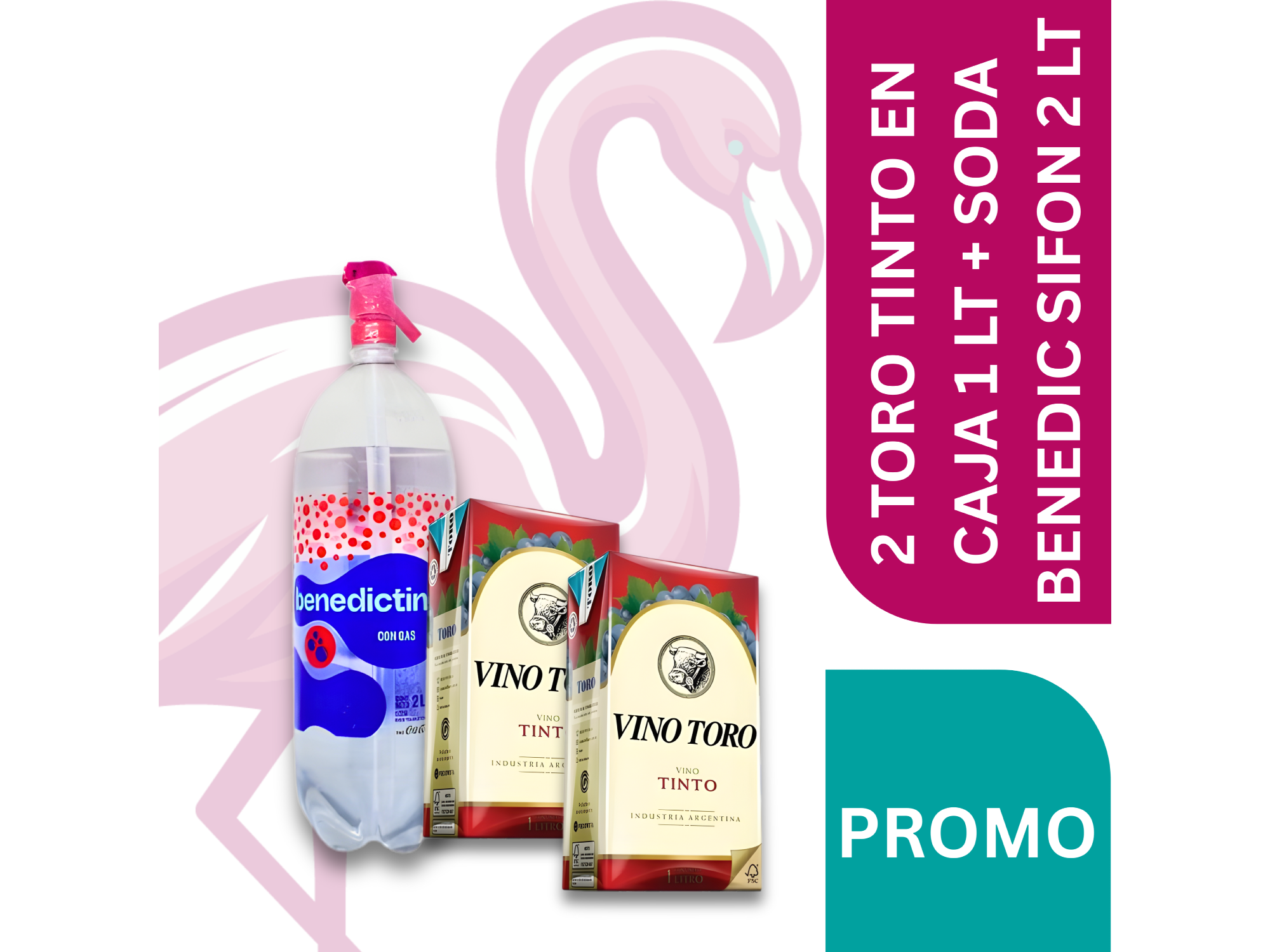 2 TORO TINTO EN CAJA 1 LT + SODA BENEDIC SIFON 2 LT