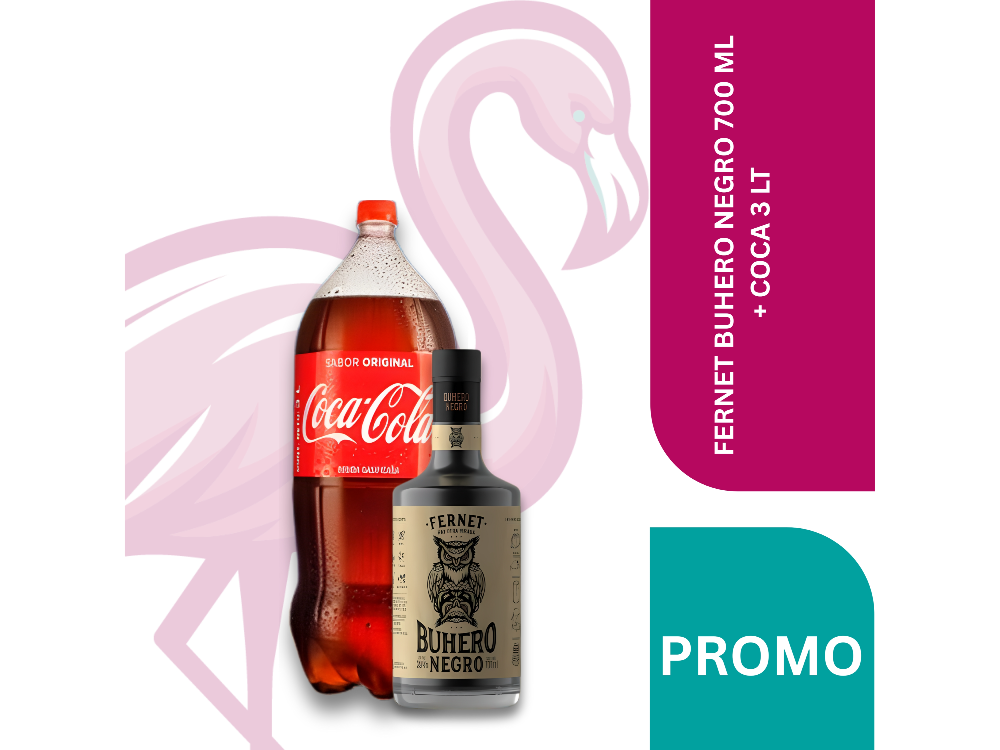 FERNET BUHERO NEGRO 700 ML + COCA 3 LT