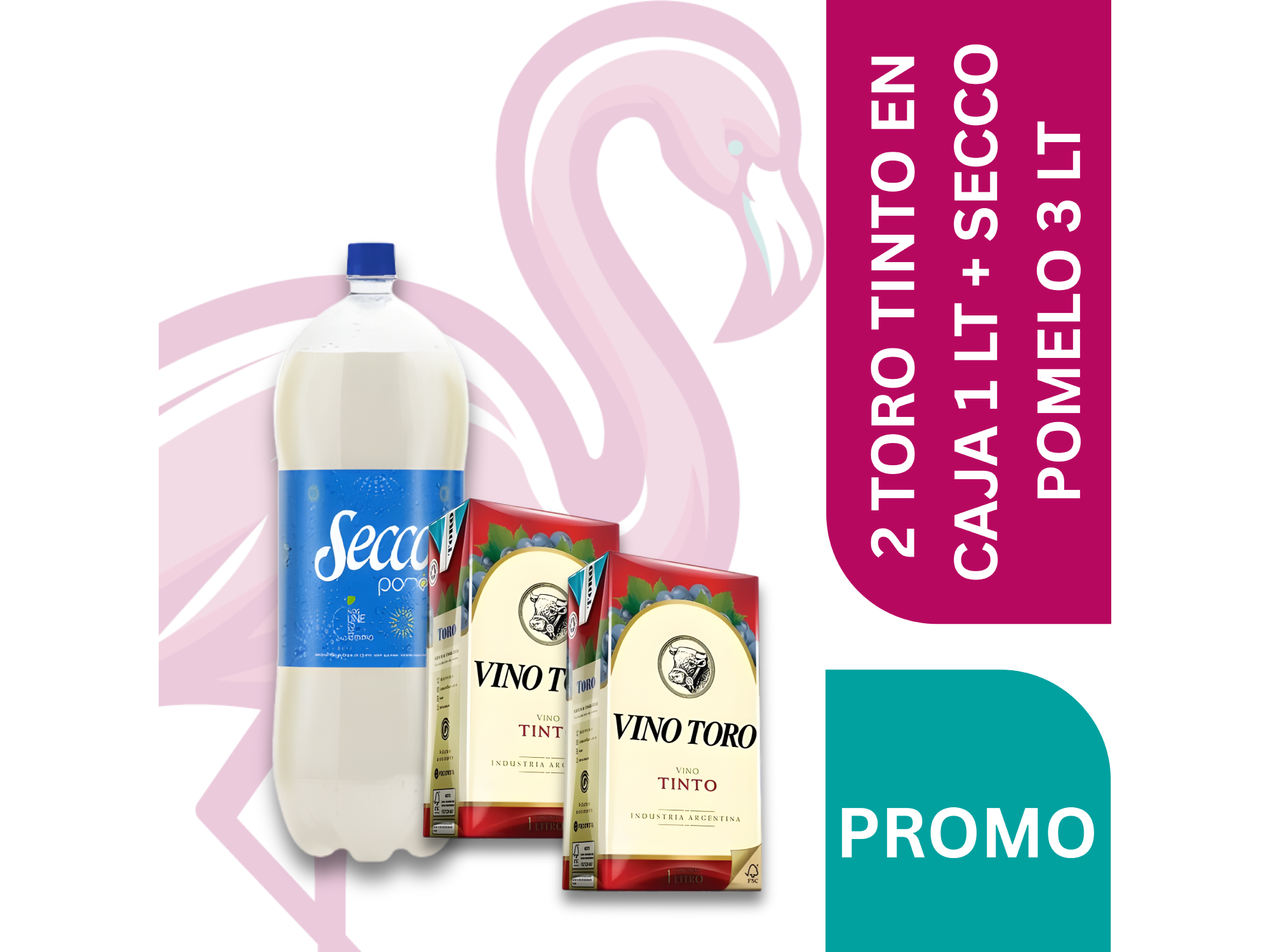 2 TORO TINTO EN CAJA 1 LT + SECCO POMELO 3 LT