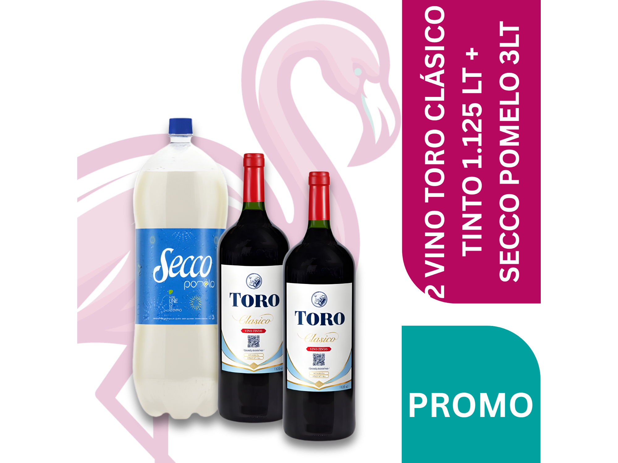 2 VINO TORO CLÁSICO TINTO 1.125 LT + SECCO POMELO 3LT
