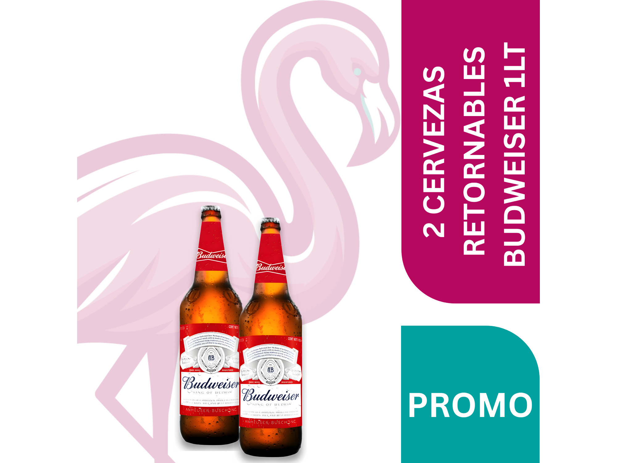 2 CERVEZAS RETORNABLES BUDWEISER 1LT