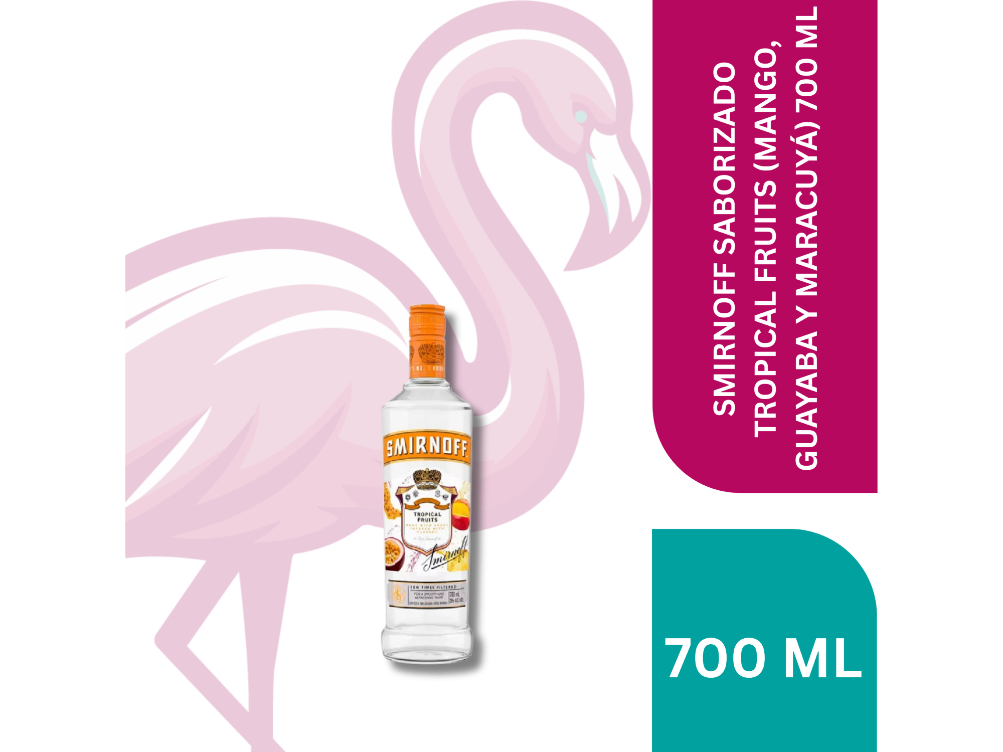 SMIRNOFF SABORIZADO TROPICAL FRUITS (MANGO, GUAYABA Y MARACUYÁ) 700 ML