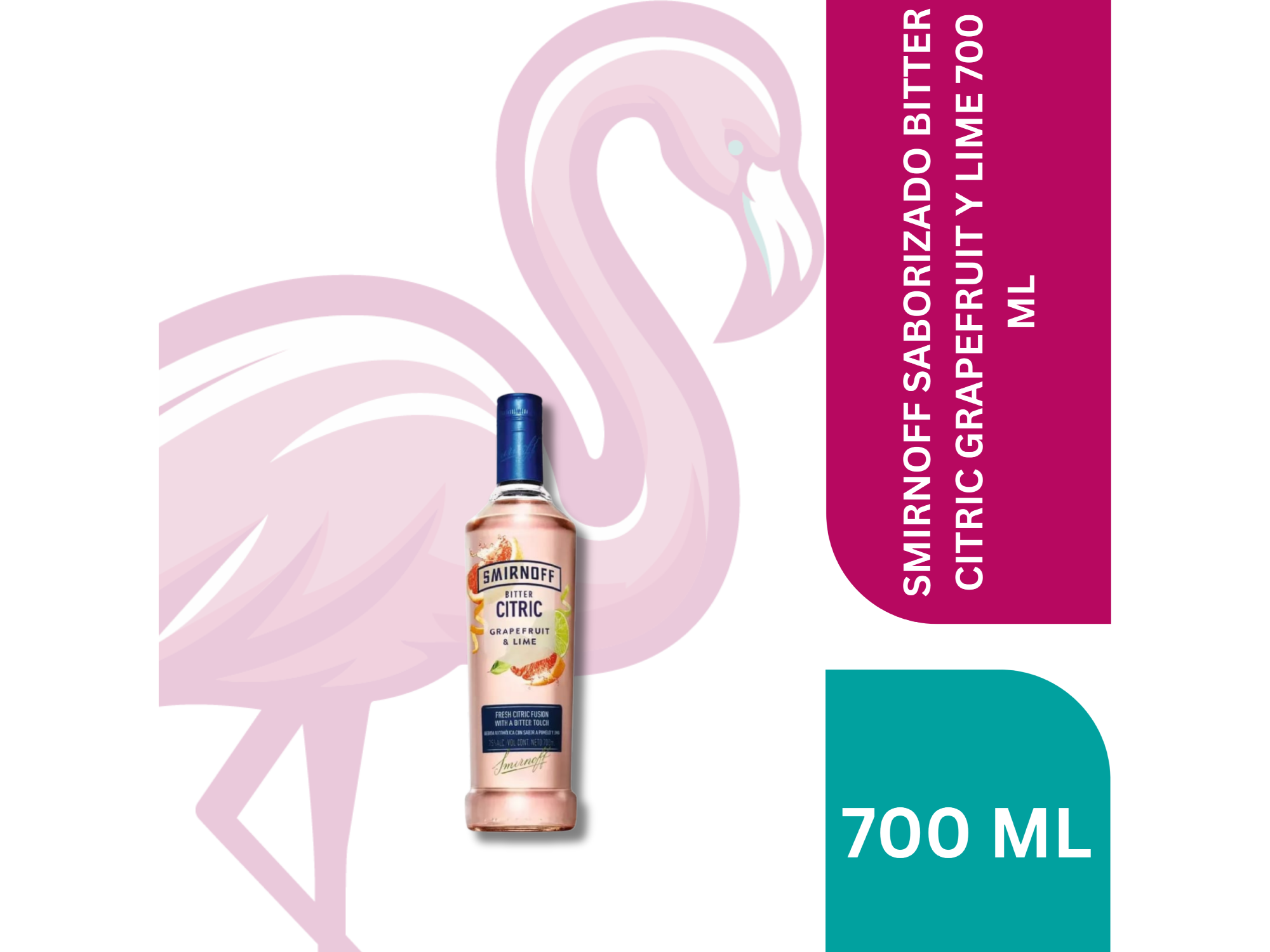 SMIRNOFF SABORIZADO BITTER CITRIC GRAPEFRUIT Y LIME 700 ML