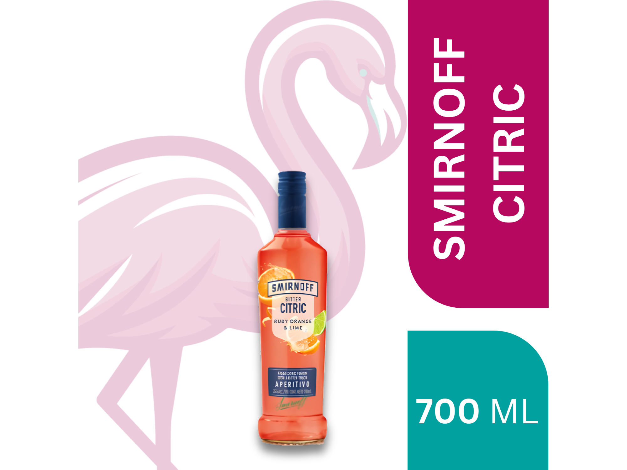 SMIRNOFF SABORIZADO BITTER CITRIC RUBY ORANGE Y LIME 700 ML