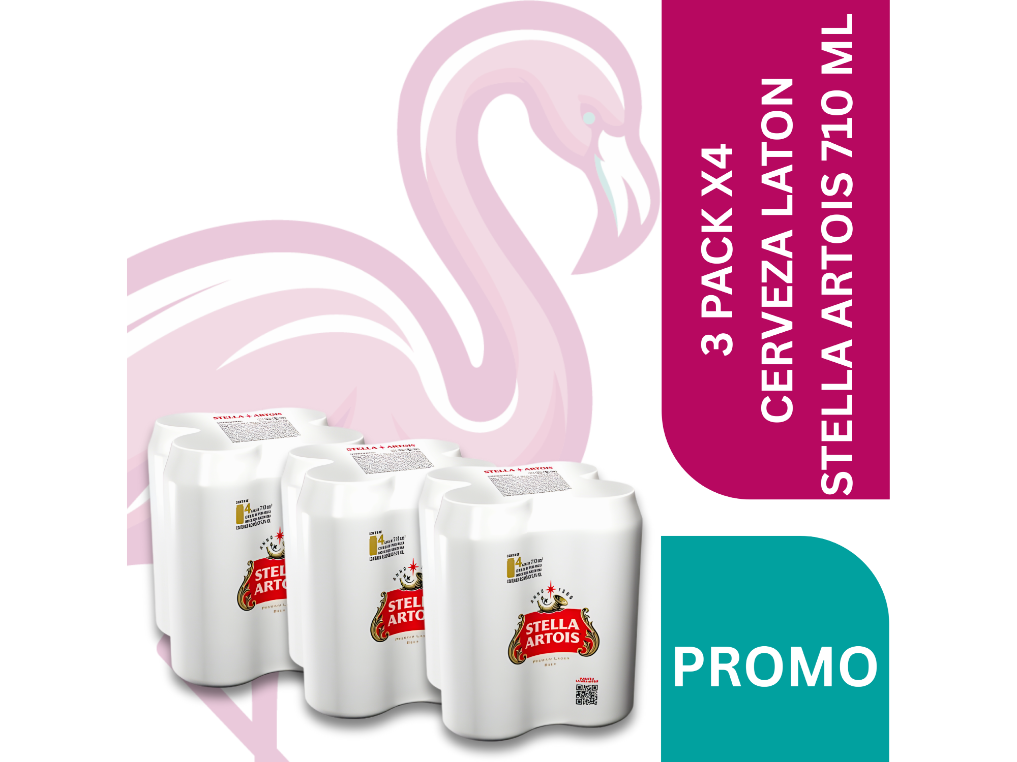 3  PACK X4 CERVEZAS LATAS STELLA ARTOIS  710 ML