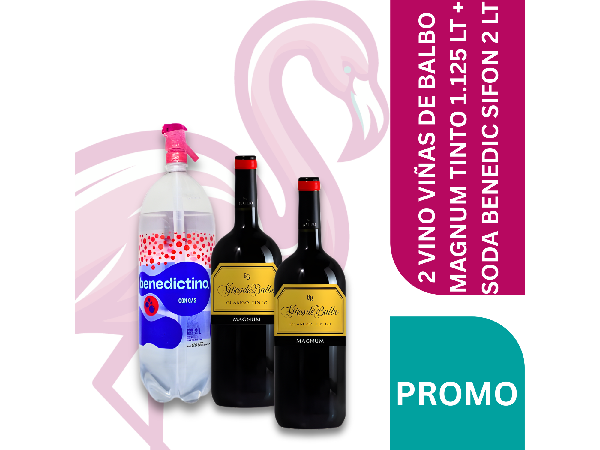 2 VINO VIÑAS DE BALBO MAGNUM TINTO 1.125 LT + SODA BENEDIC SIFON 2 LT