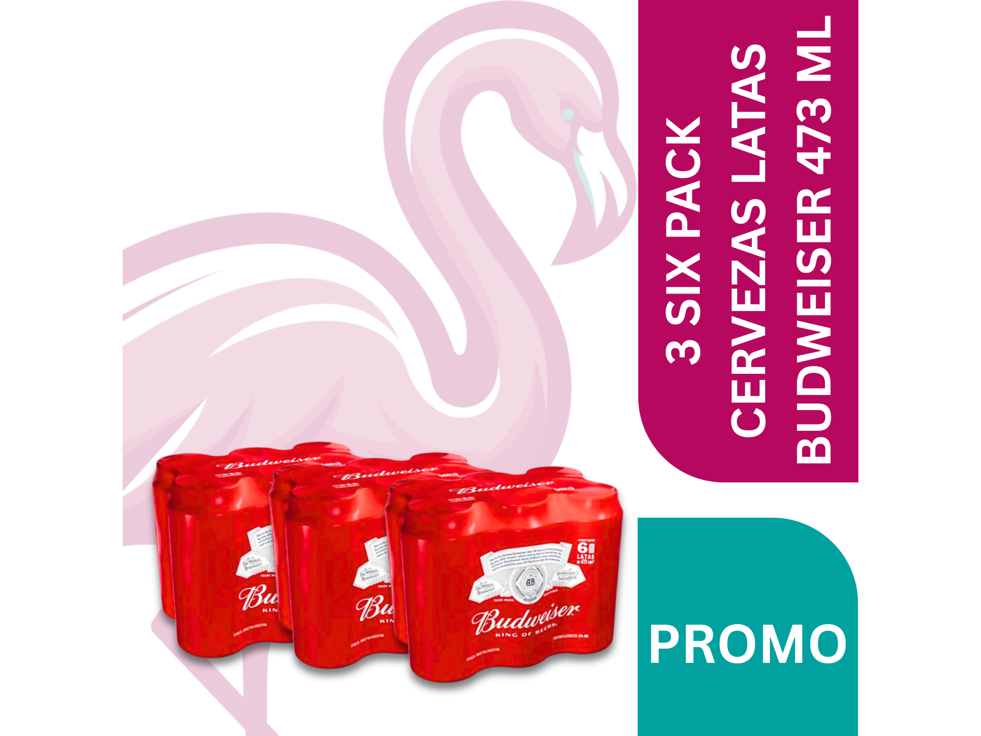 3 SIX PACK CERVEZAS LATAS BUDWEISER 473 ML