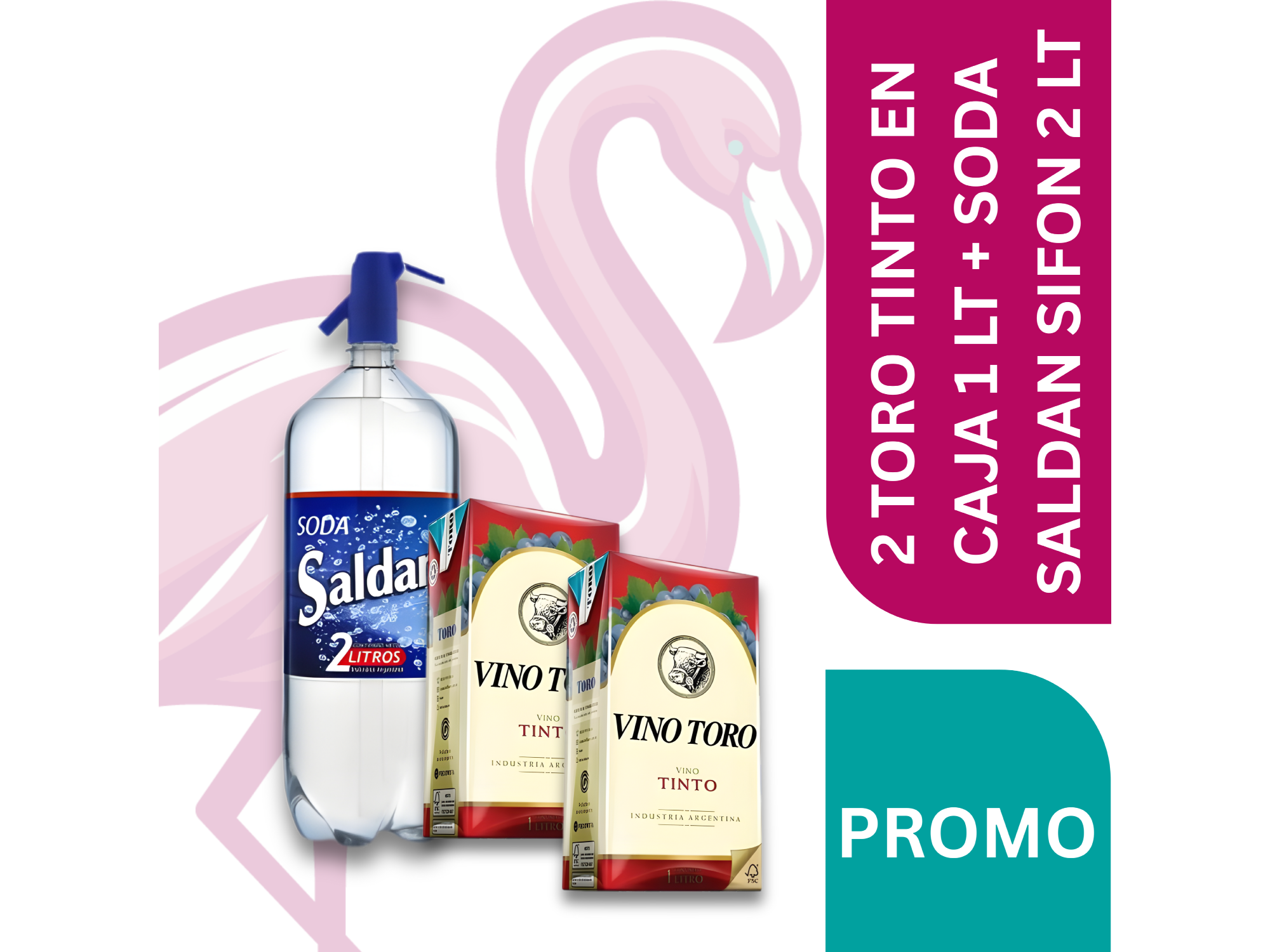 2 TORO TINTO EN CAJA 1 LT + SODA SALDAN SIFON 2 LT