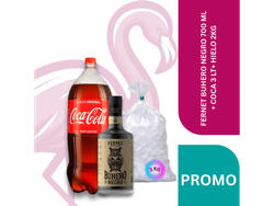 FERNET BUHERO NEGRO 700 ML + COCA 3 LT+ HIELO 2KG