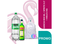GANCIA 900 ML + SPRITE 3 LT + HIELO 2 KG