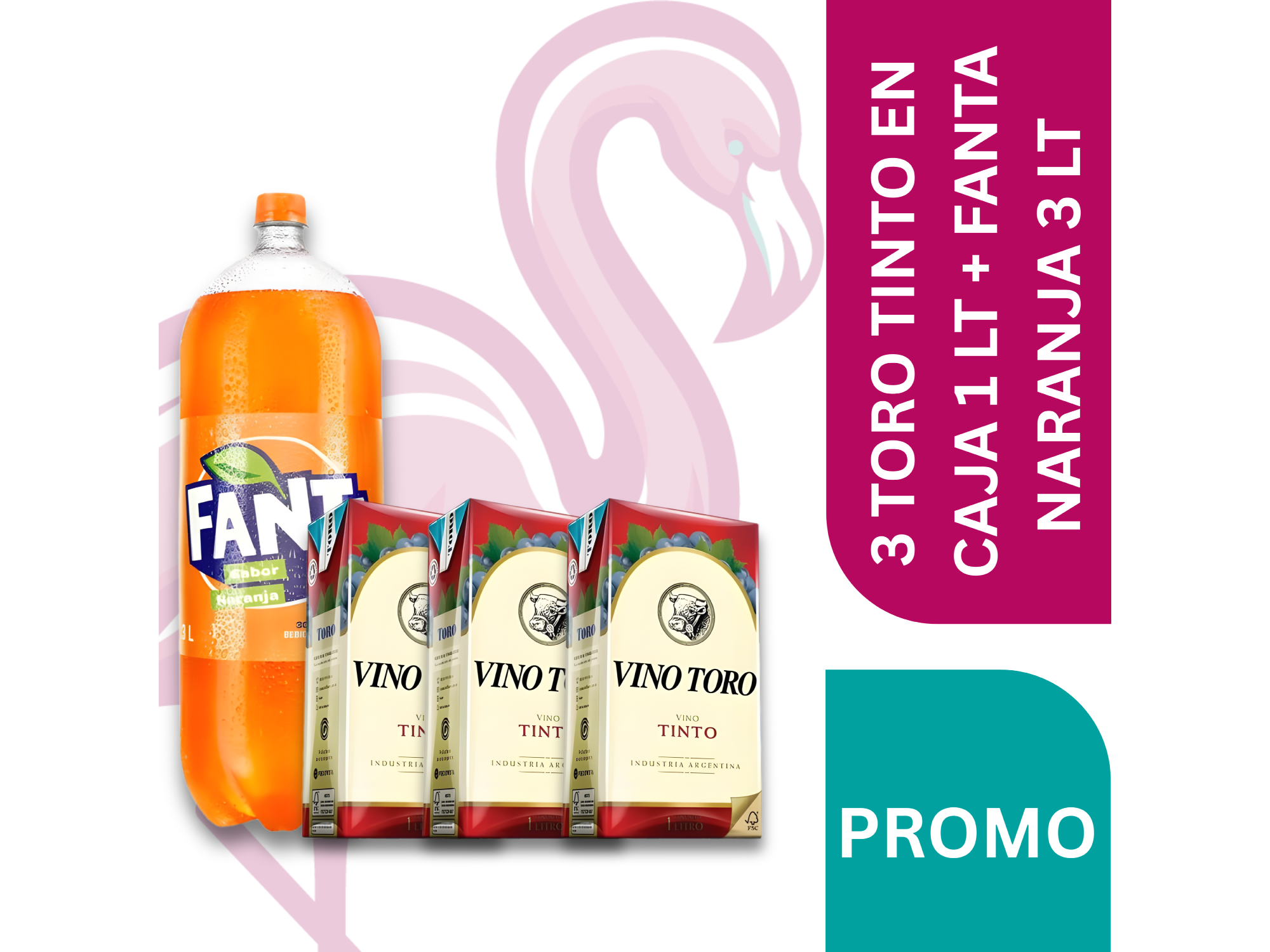 3 TORO TINTO EN CAJA 1 LT + FANTA NARANJA 3 LT