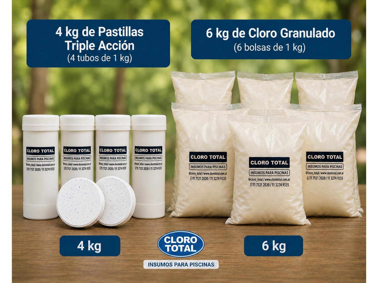 Pack Lento 10k (4 kg pastillas + 6 kg cloro dis. lenta)