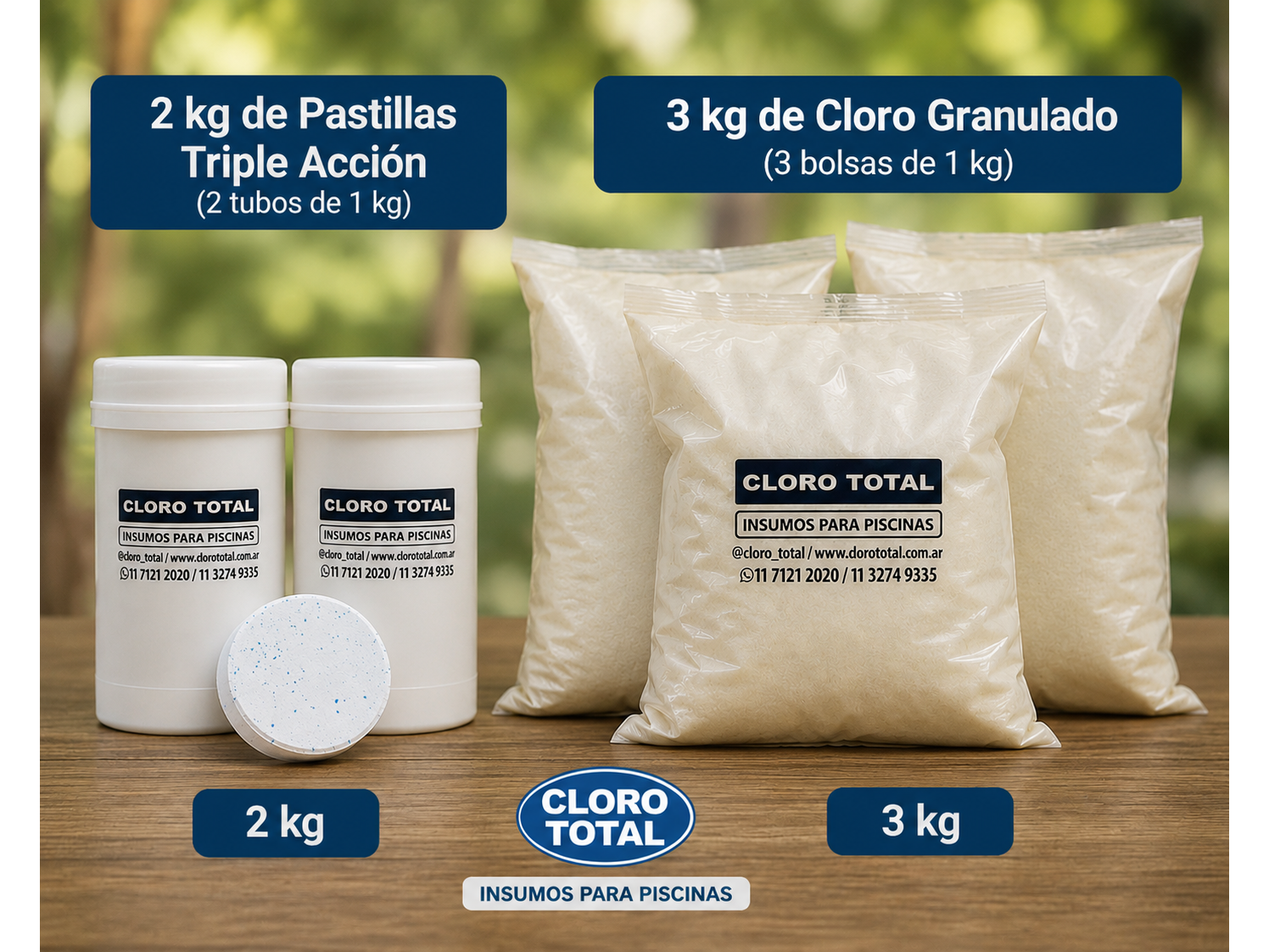 Pack Lento 5k (2 kg pastillas + 3 kg cloro lento)