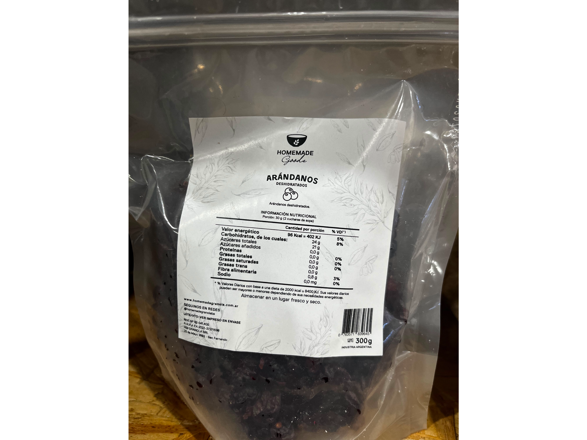 Arándano deshidratado 300g