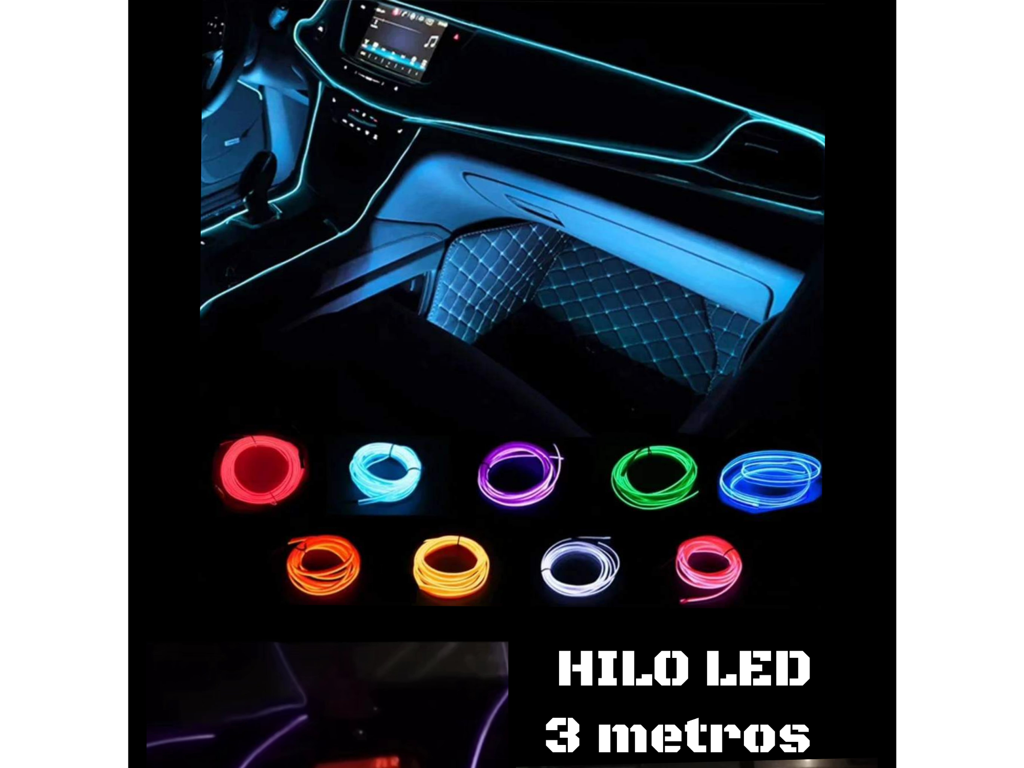HILO LED 3MT. CONECTOR DE 12V. Un color
