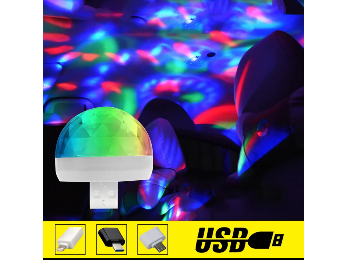 Luz bolichera mini USB, audio rítmica.