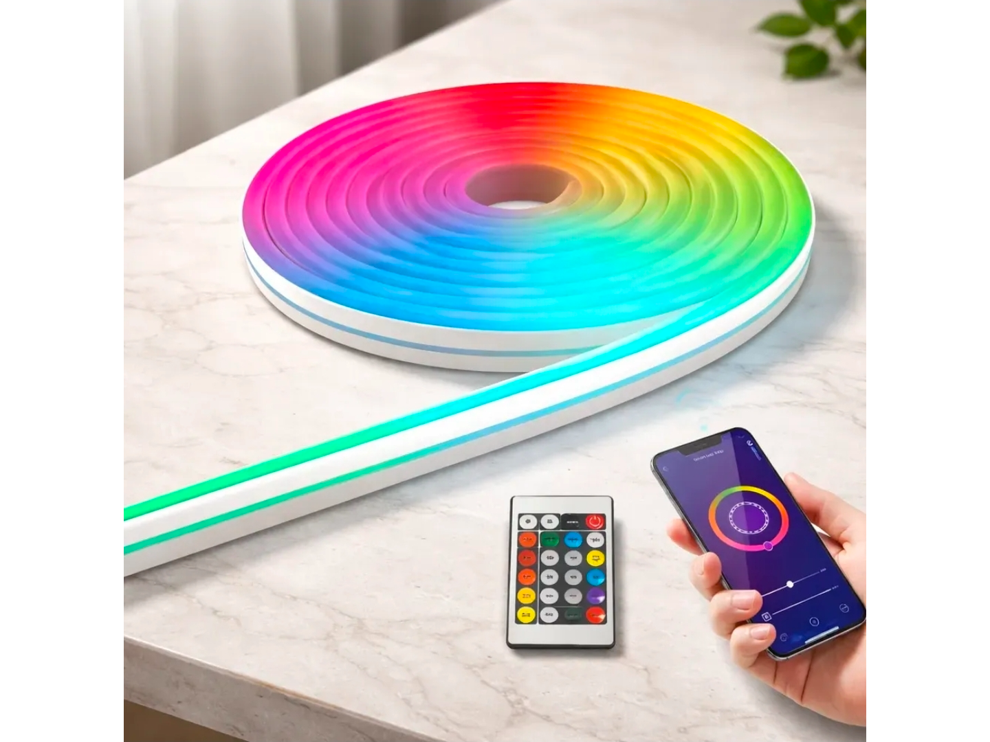 Neon 5 mt MULTICOLOR.  Rgb con control  y aplicación