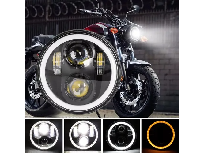 Faro LED H4, integrado 7'' ESTILO JEEP con ojo de angel