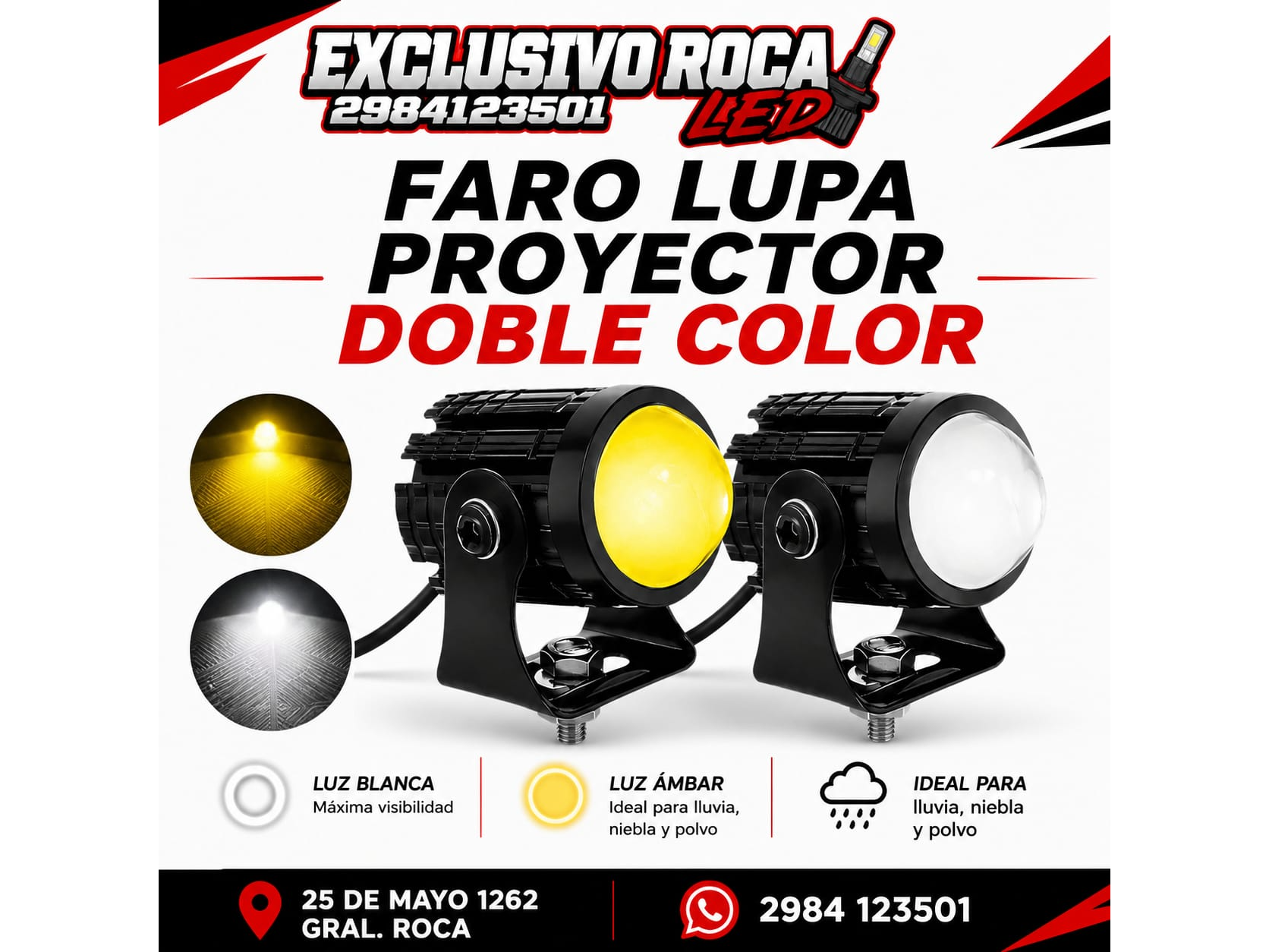 PAR de Proyector Lupa Alta Potencia Auto Moto