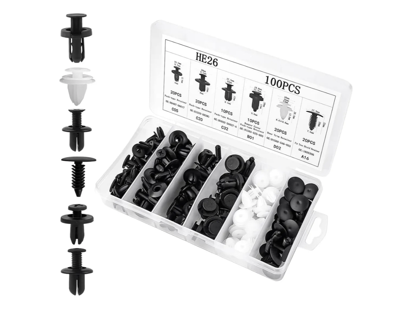 Clips y broches plásticos para tu vehículo. 100 unidades