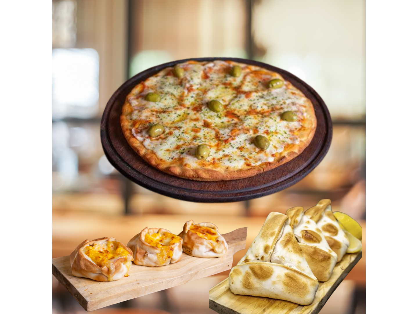 Pizza mozzarella + 6 empanadas (SOLO EFECTIVO)