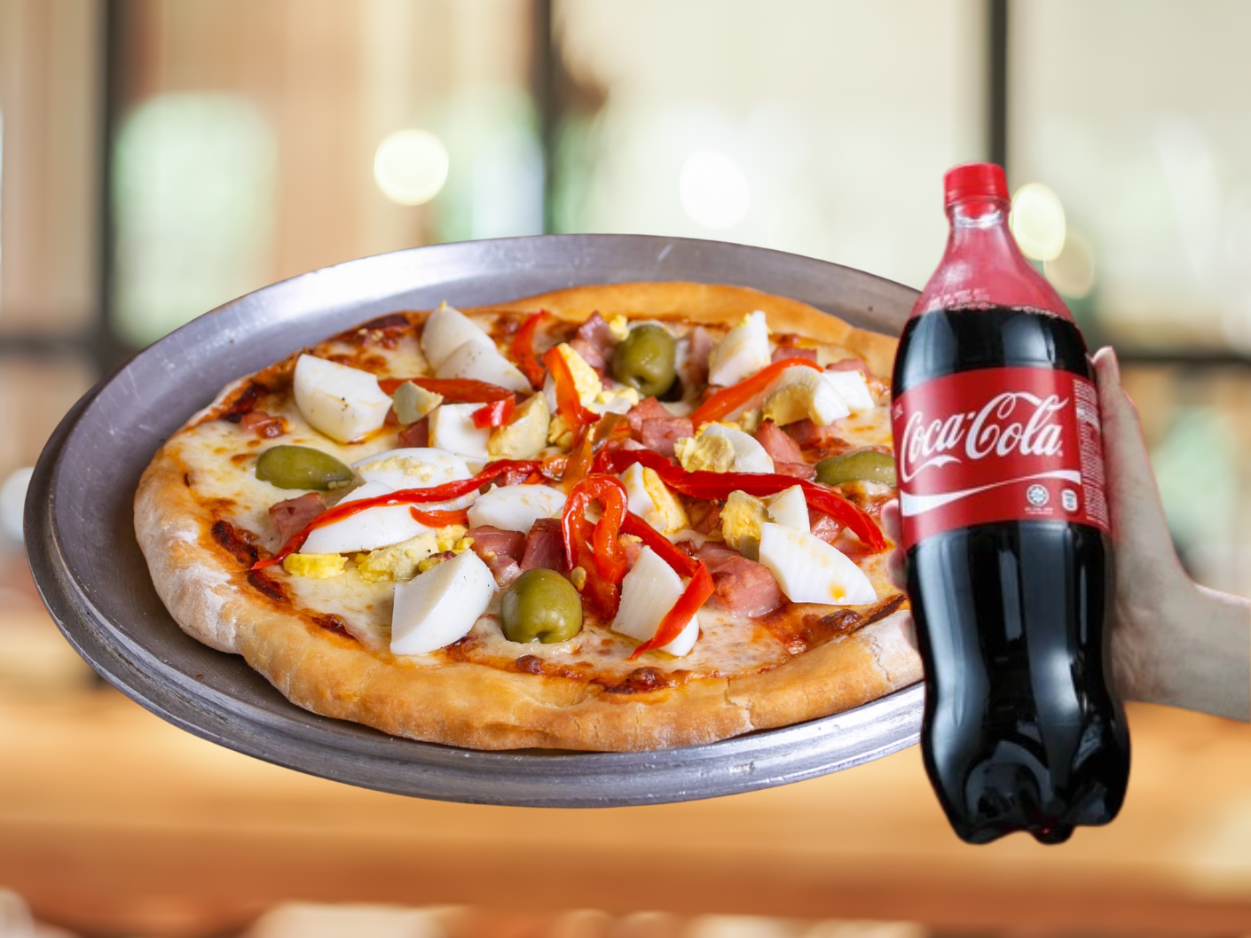 Pizza  + Gaseosa de 1.5Lts.  (SOLO EN EFECTIVO)