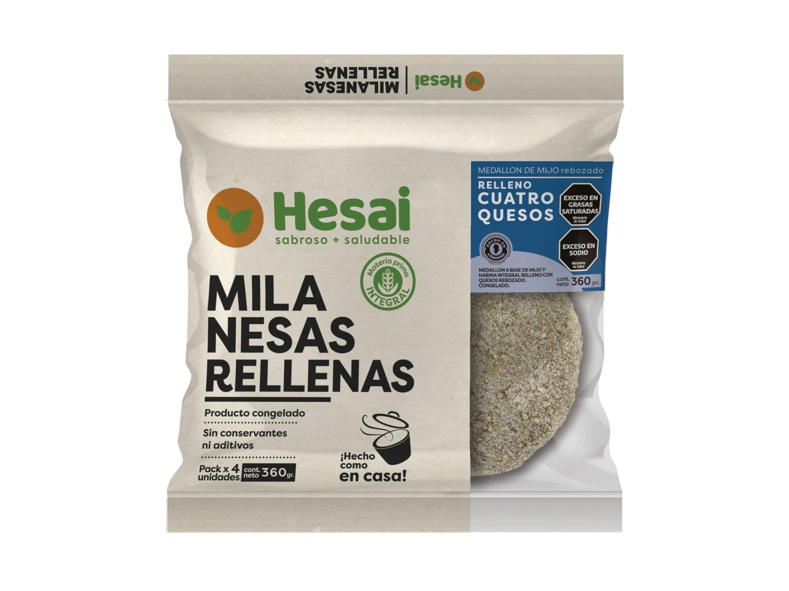 Milanesas rellenas 4 quesos. 4 unid.