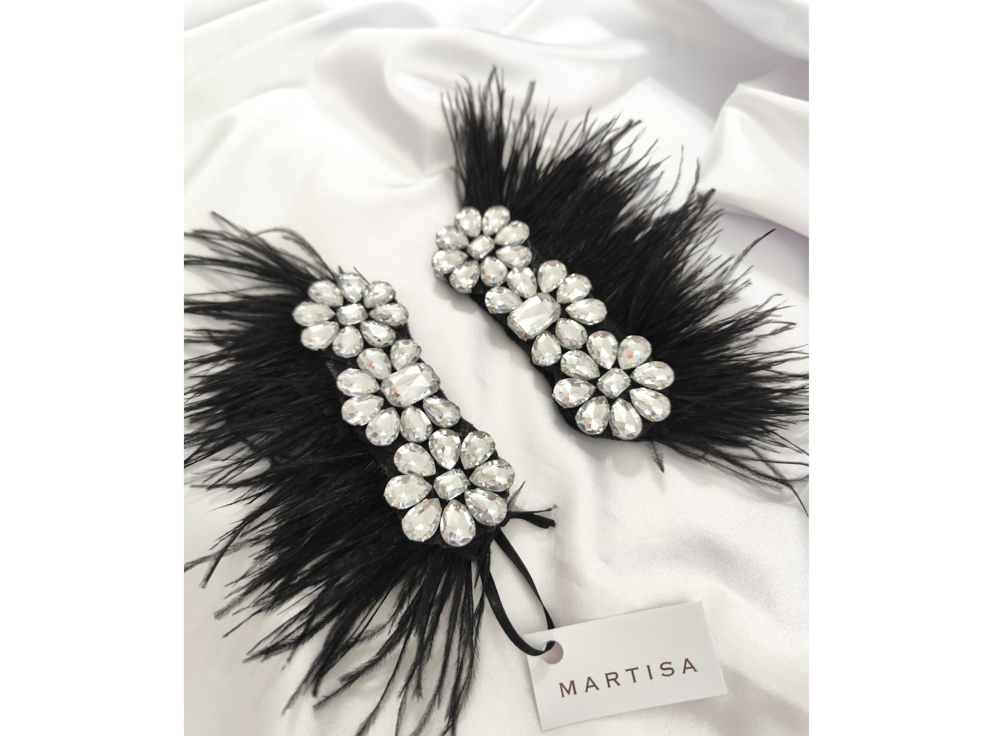 Cristal con Plumas Negras